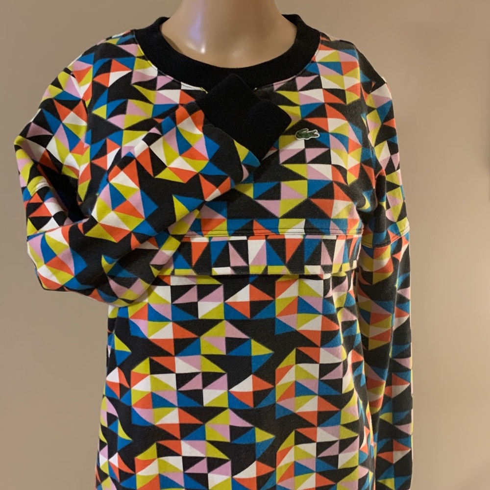 Lacoste Multicolor Geometric Crew Neck dress/sweater, small - Picture 3 of 9